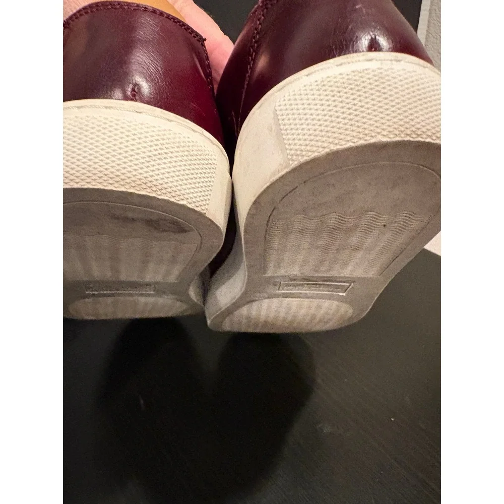 Modern Fiction Homme Mens Sneakers‎ Leather 10.5 Burgundy Low Top Contrast Heel